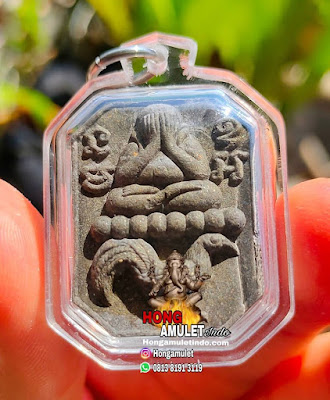 Thai Amulet Pra Pidta Ruay Tan Zai (Instant Wealth) Blessed by LP Sorot Yasotaro With Yant Kropetch and Silver Longya Casing