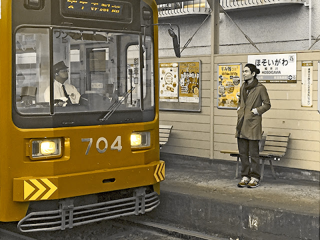 Ben Liu, Male waiting for Japanese train at Hosoigawa station, Osaka