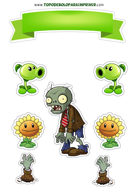 topper de bolo plant vc zombies