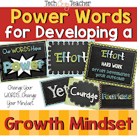 Resource for 23 Power Words to help your students learn the Growth Mindset