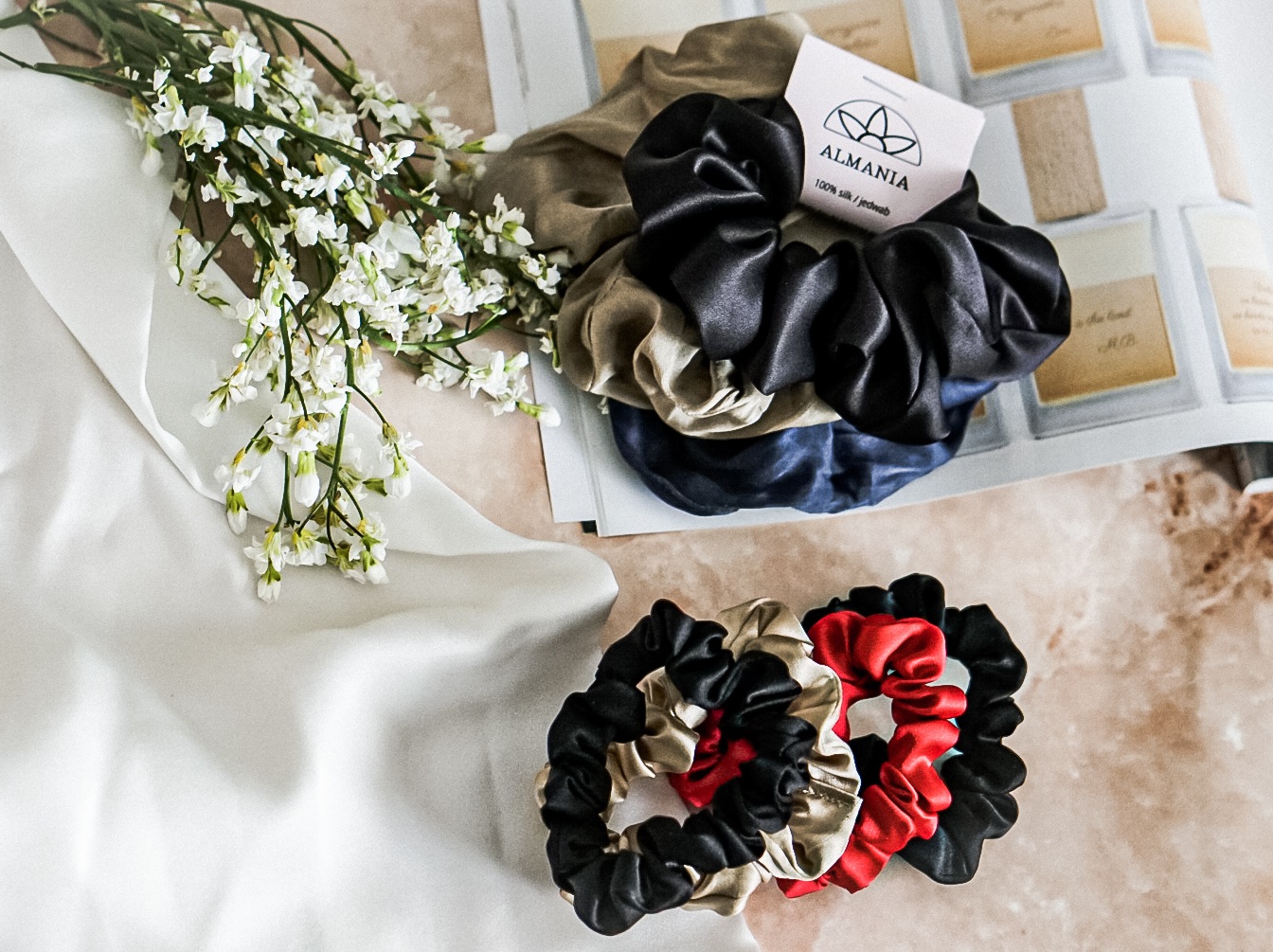 czepki jedwabne ALMANIA  jedwabne akcesoria silk 100% scrunchie