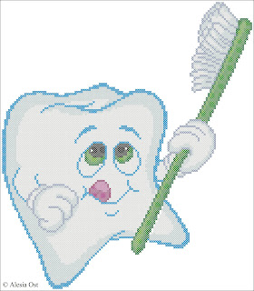 Tooth and Toothbrush, cartoon, cross-stitch, cross-stitch scheme, free pattern, x-stitch, stitch, free, вышивка крестиком, бесплатная схема, хрестик, punto croce, schemi punto croce gratis, DMC, blocks, symbols