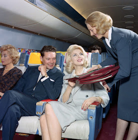 Primera clase en los vuelos de los años 60