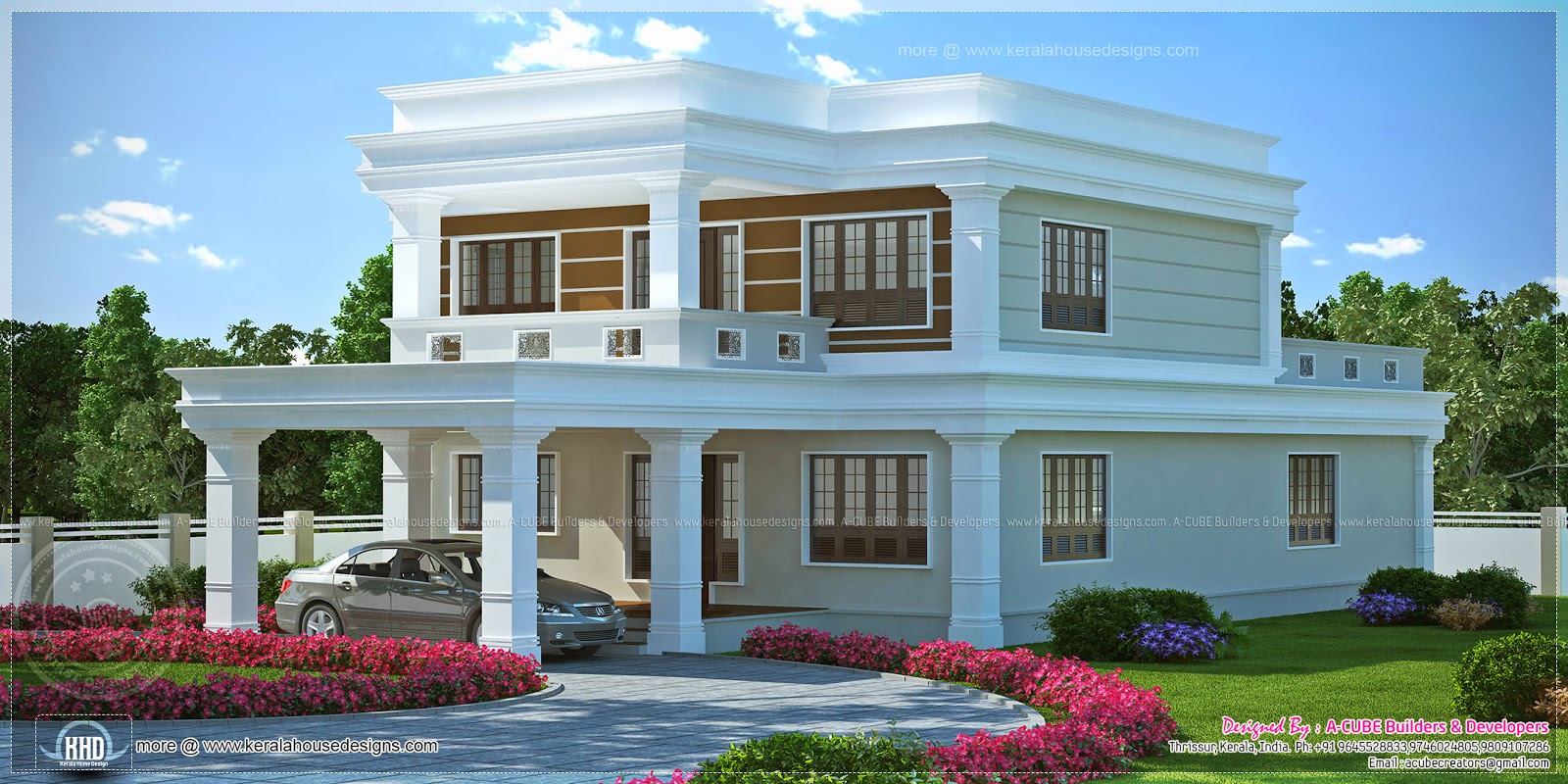  Flat  roof  4  bedroom  luxury home  Home  Kerala Plans 