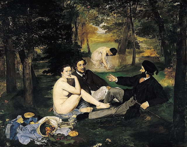 "Le déjeuner sur l'herbe", or, "The Luncheon on the Grass" by Edouard Manet. Oil on canvas, 1863