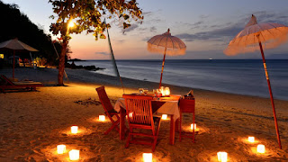 beachfront setup for dinner in Andaman