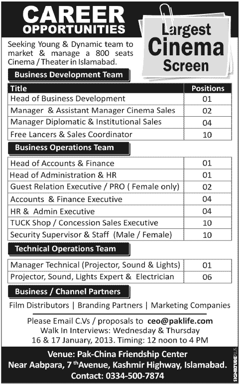 Jobs in Largest Cinema Screen
