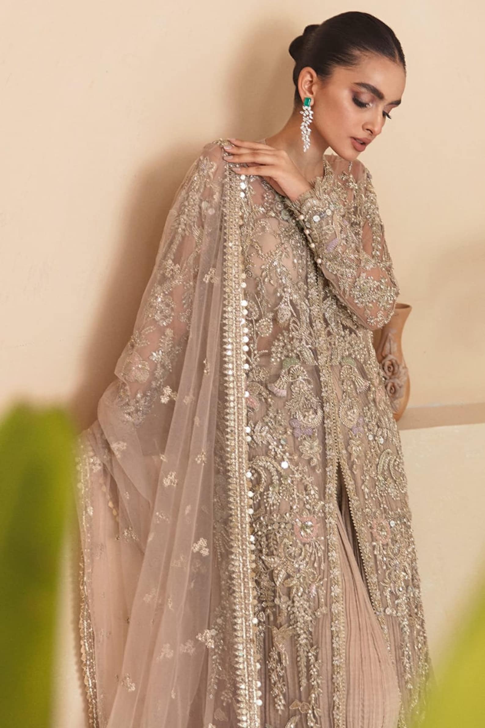 Peach Color Pant Style Pakistani Dress