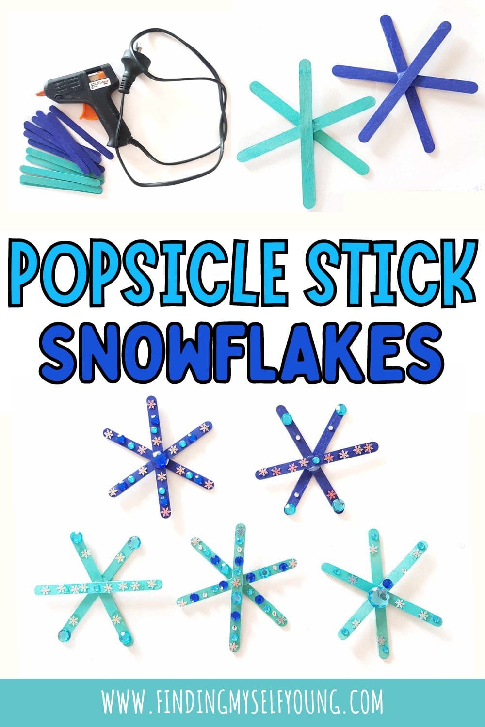 popsicle stick snowflake craft for kids.