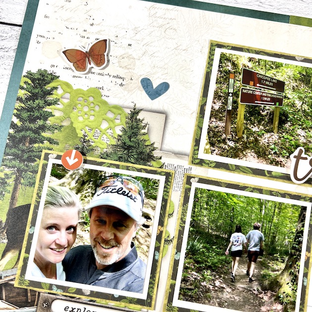 12x12 Hiking Scrapbook Page Layout with Butterflies