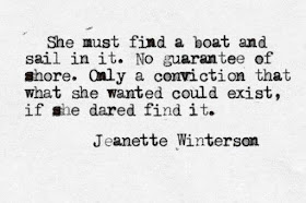 She must find a boat and sail in it... 