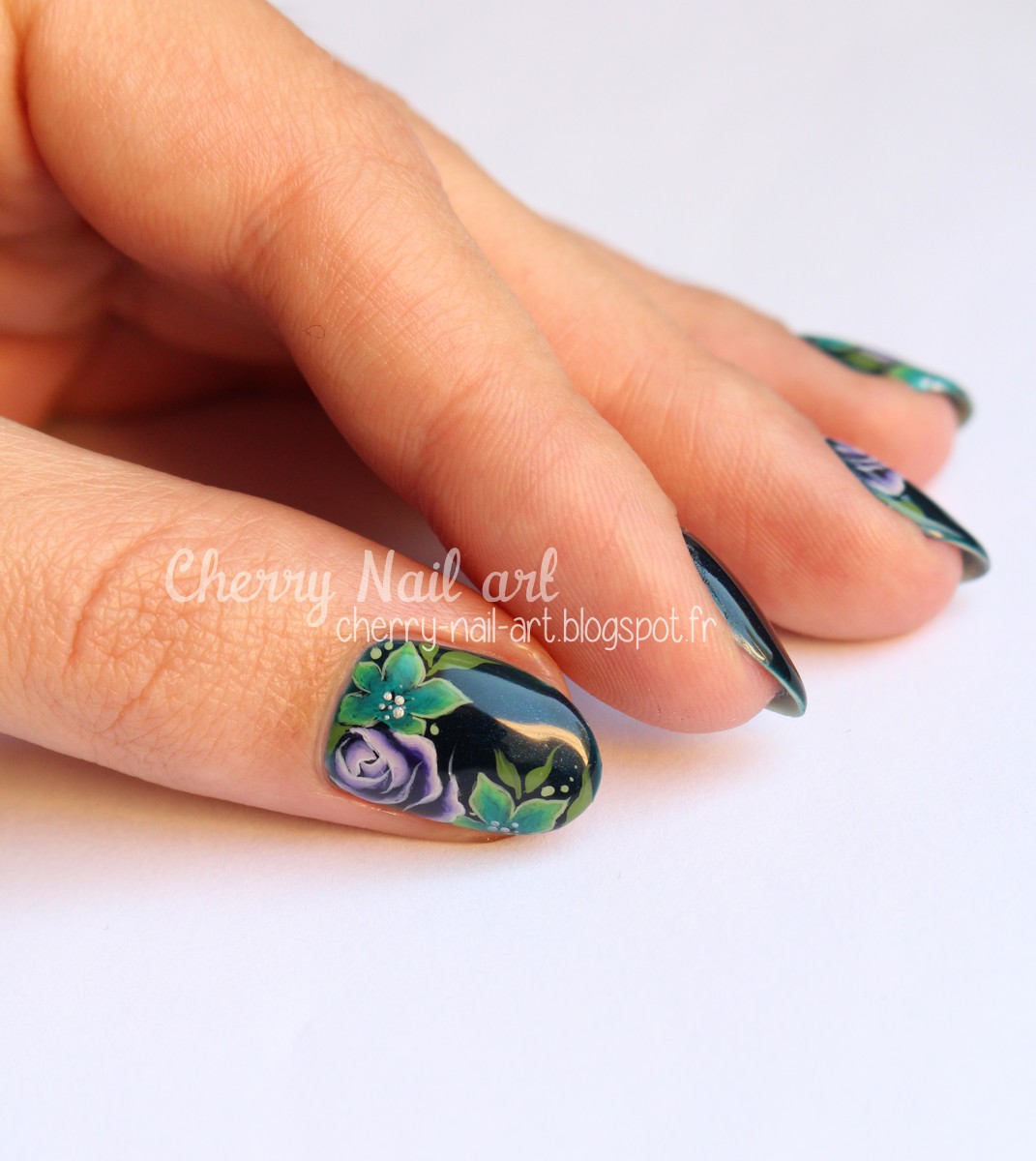 nail art one stroke fleurs jungle
