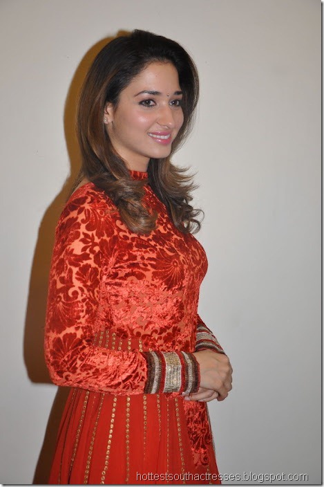 Tamanna Hot in Indian Red Dress 6