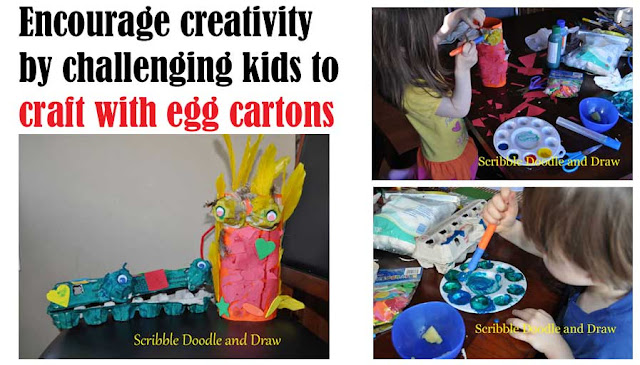 Craft for kids make a parrot and a dinosaur out of egg cartons