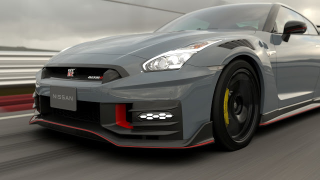 2024 Nissan GT-R NISMO - front view close up driving at the race track.