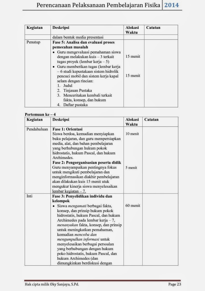 Fisika Siswa: Contoh RPP Fisika SMA Kurikulum 2013