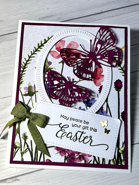 Easter card using Butterflies and oval frames from Stampin' Up!