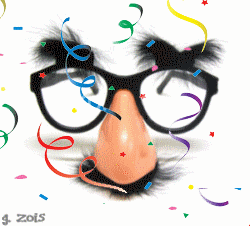A funny animated face with big nose and glasses