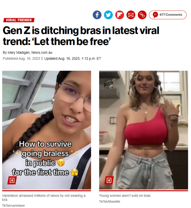 Gen Z is ditching bras in latest viral trend: 'Let them be free