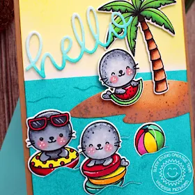 Sunny Studio Stamps: Sealiously Sweet Tropical Scenes Hello Word Die Everyday Card by Vanessa Menhorn