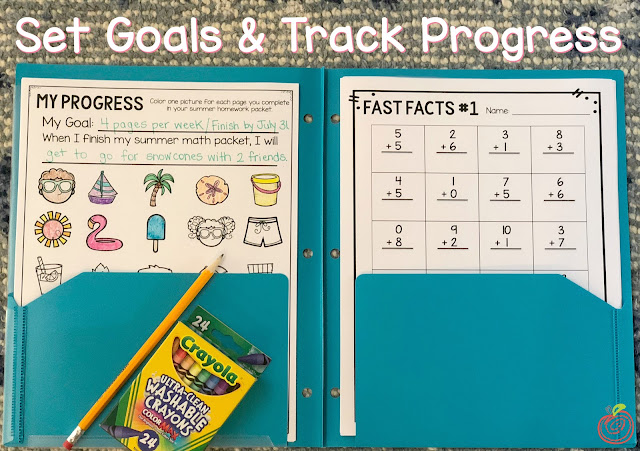 Set goals and track progress with this summer math packet resource from TheHappyTeacher