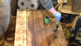 Coffee table painting satin dark oak varnish