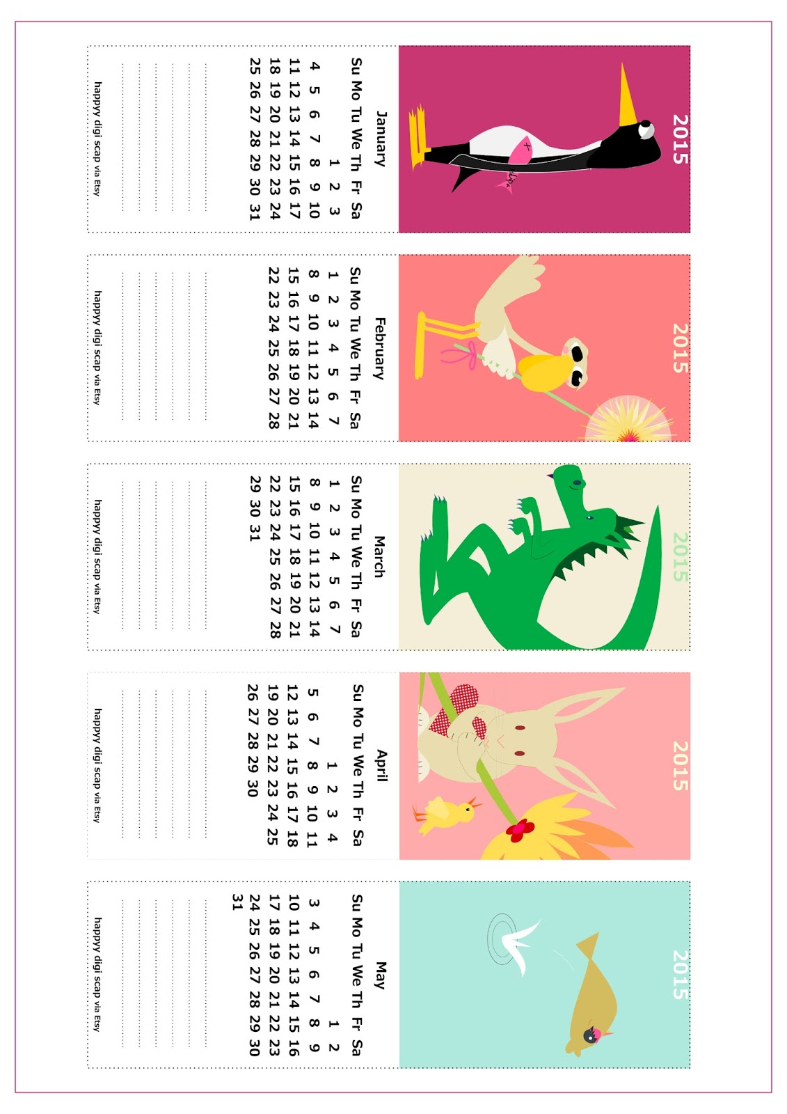 Free printable 2015 children calendar - Kalender - freebie | MeinLilaPark