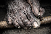 old man feet ;full of dust ;