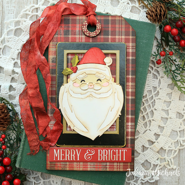 Santa Tag by Juliana Michaels featuring Tim Holtz Sizzix Santa's Wish Colorize Thinlits