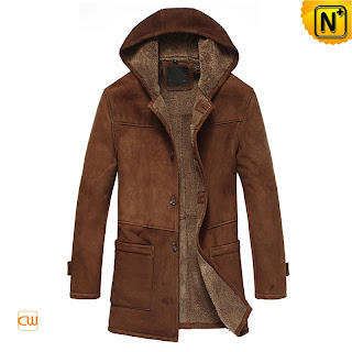 Men Hooded Sheepskin Coat