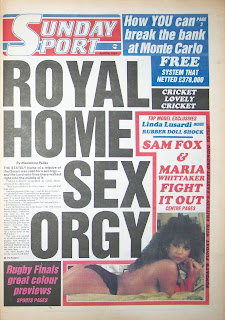 Front page of the Sunday Sport newspaper from 26-April-1987