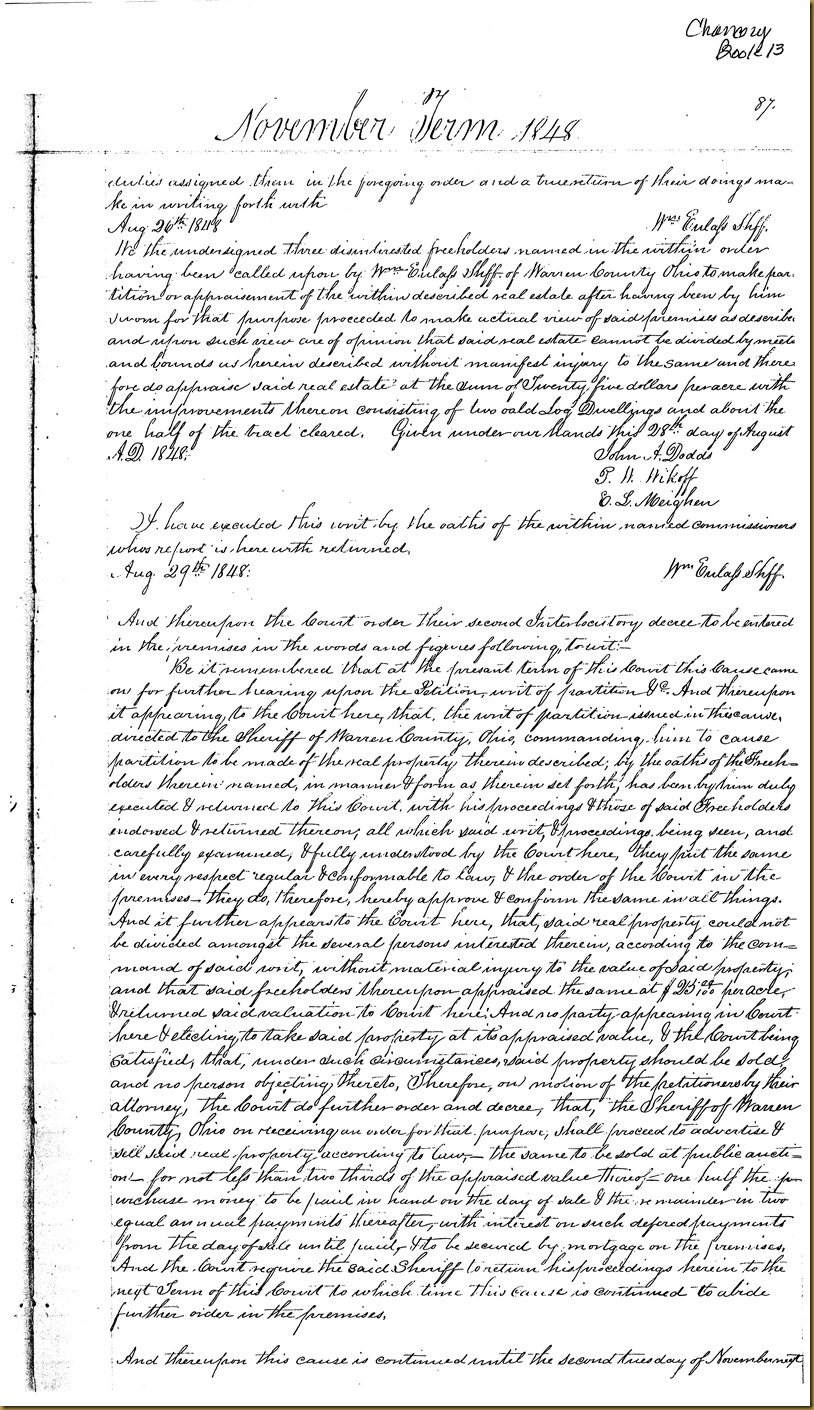 Robert and James Irwin, James Scott and wife, Lydia vs James Lowes 1848 10