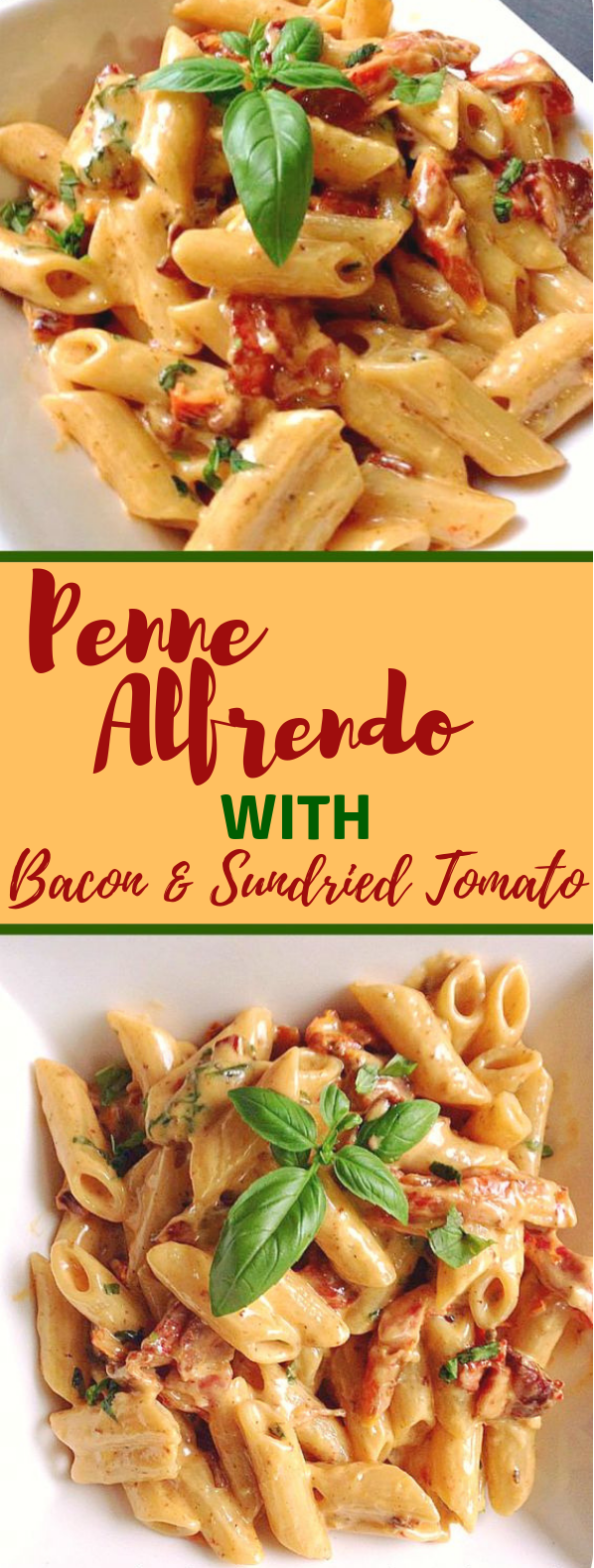 Penne Alfredo with Bacon and Sundried Tomato #Bacon #Dinner