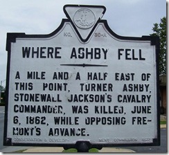 Where Ashby Fell marker A-30 in Harrisonburg, VA