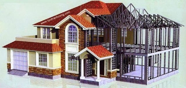 Xà Gồ C, Sắt Hộp Mạ Kẽm làm khung xương nhà khi đã lắp ráp các vật tư khác để xử lý bề mặt