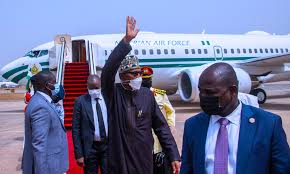 President Arrived Nigeria From AU Summit, Set For APC Campaign Grand Finale