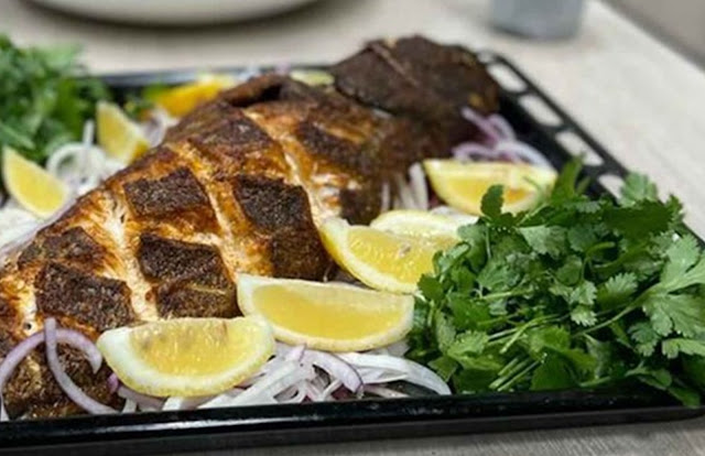 cook  طريقة تحضير السمك المشوي بتتبيلة الغرام ماسالا واللَّبن باللَّوز الأخضر