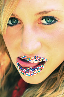 Creepy picture of girl with sprinkle lips