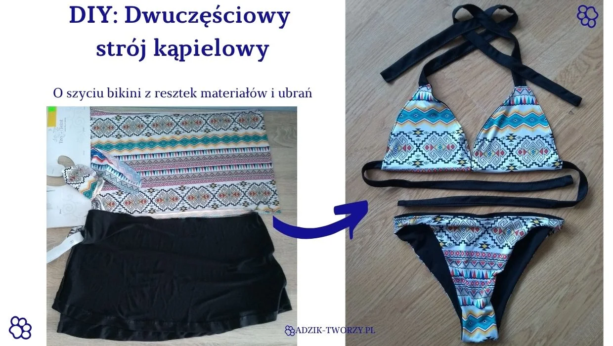 Dwuczęściowy strój kąpielowy DIY szycie krok po kroku - Adzik tworzy