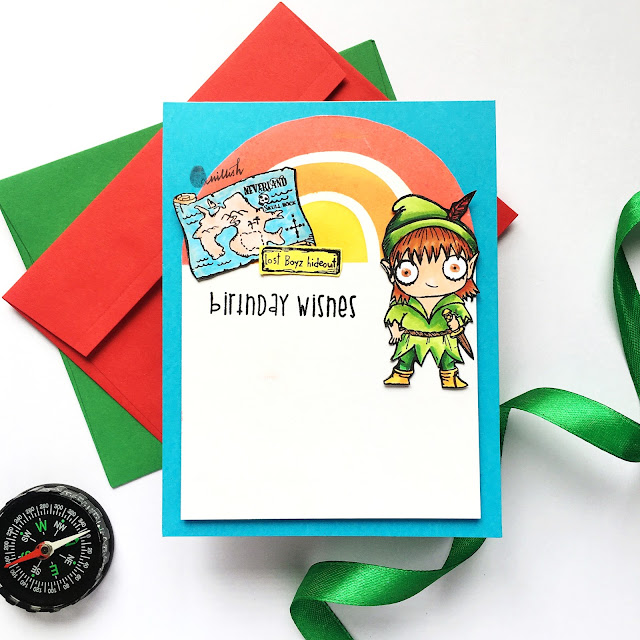 Card for boys, Peter Pan birthday theme card, Cute card for kids, time out card, Story book card