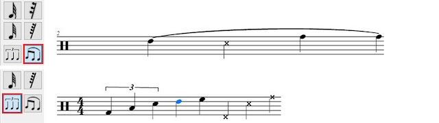 Creating Slurs and Tuplets in Crescendo Music Notation Software