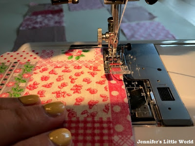 Simple heart themed patchwork cushion sewing project