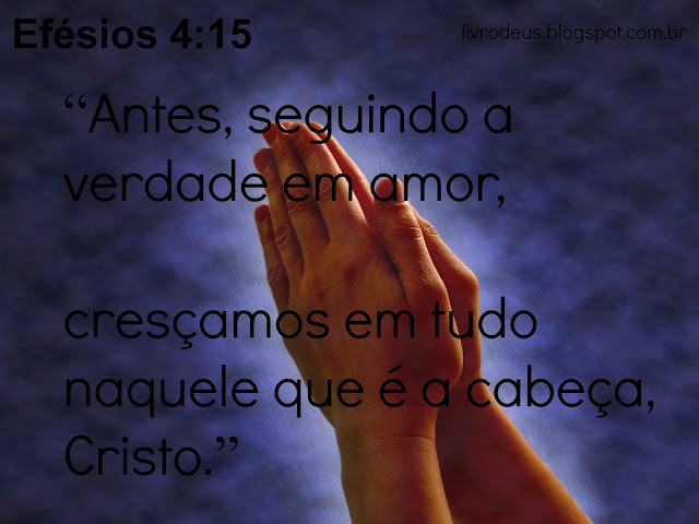 Efésios 4:15 “Antes, seguindo a verdade em amor, cresçamos em tudo naquele que é a cabeça, Cristo.”  facebook.com/livrodeus