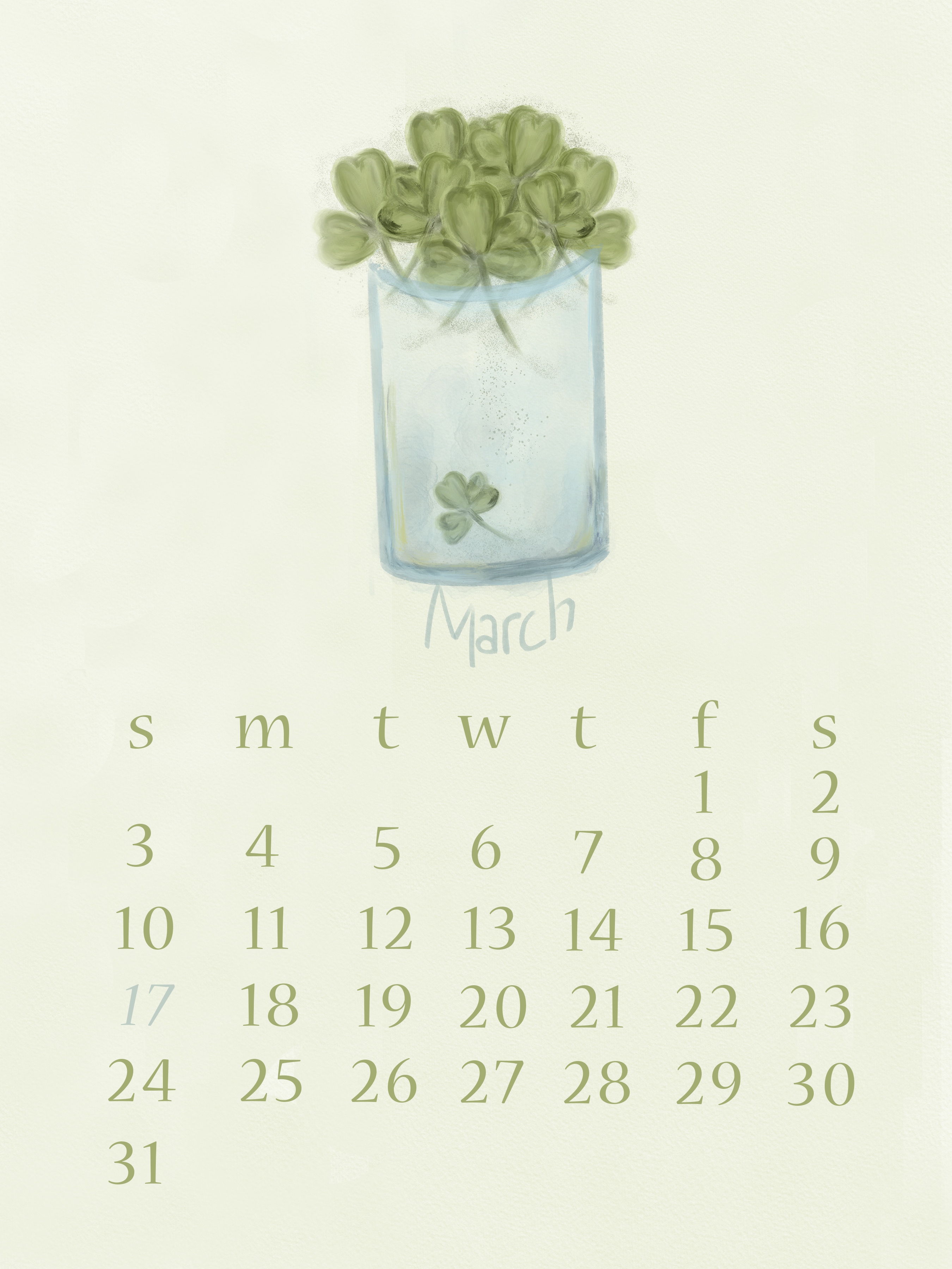 March  2024 illustration Calendar by Urban Jipse Design Co