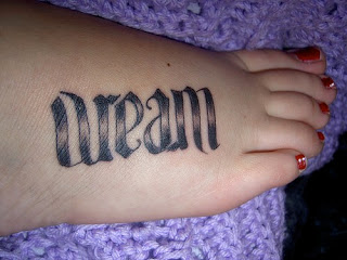 Ambigram Dream Foot Tattoo Design