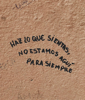 Escrito en la pared : Haz lo que sientes, no estamos aquí para siempre