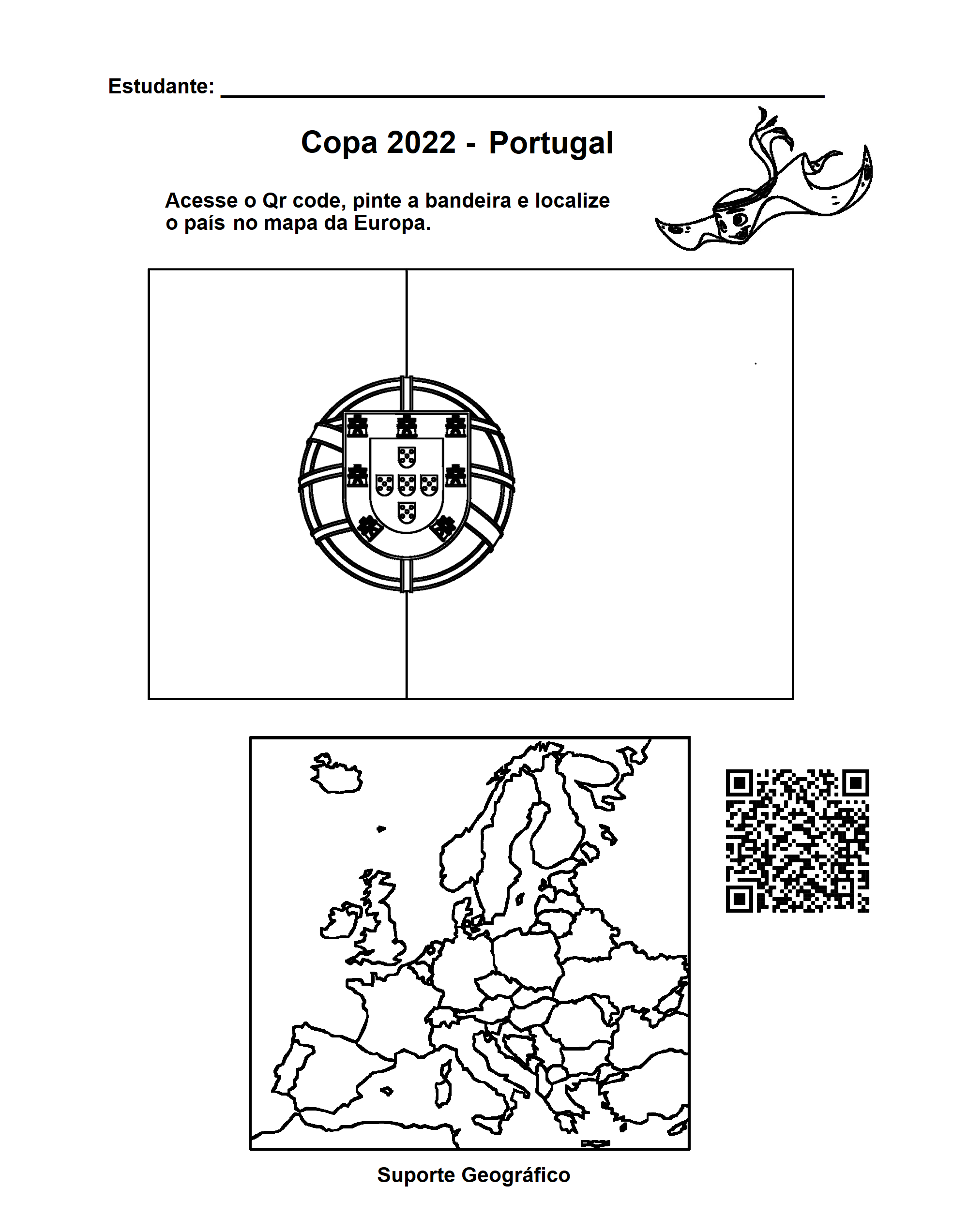 Mapa de Portugal para colorir
