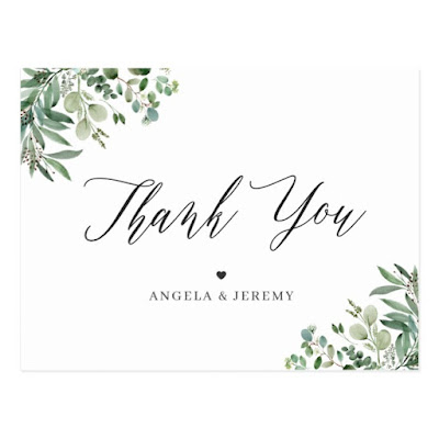  Greenery Eucalyptus Leaves Thank You Postcard