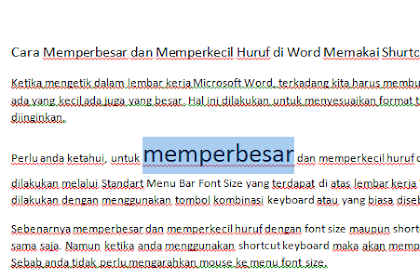 Cara Memperbesar dan Memperkecil Huruf di Word Memakai Shurtcut Keyboard 