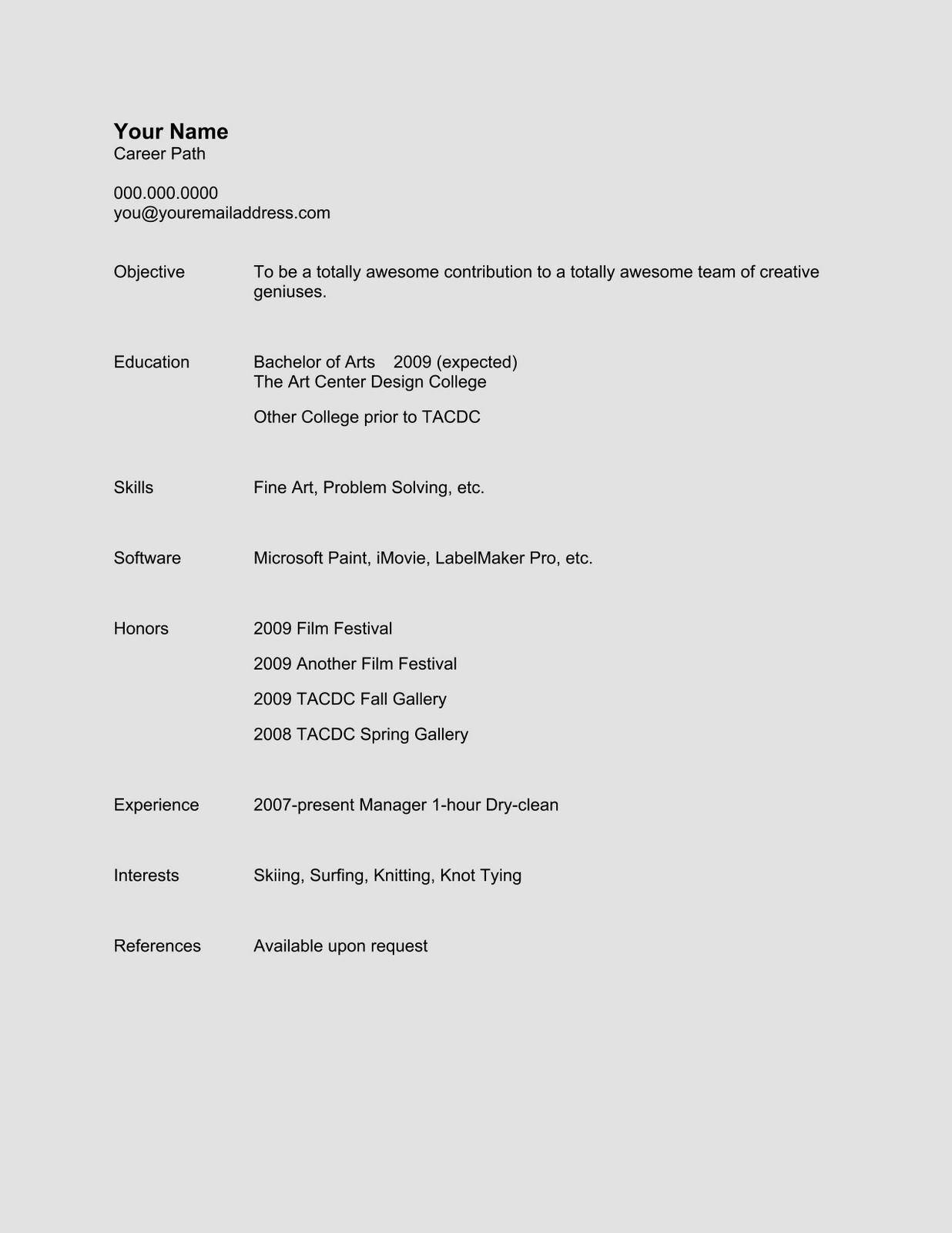 Microsoft Word 2010 Resume Templates